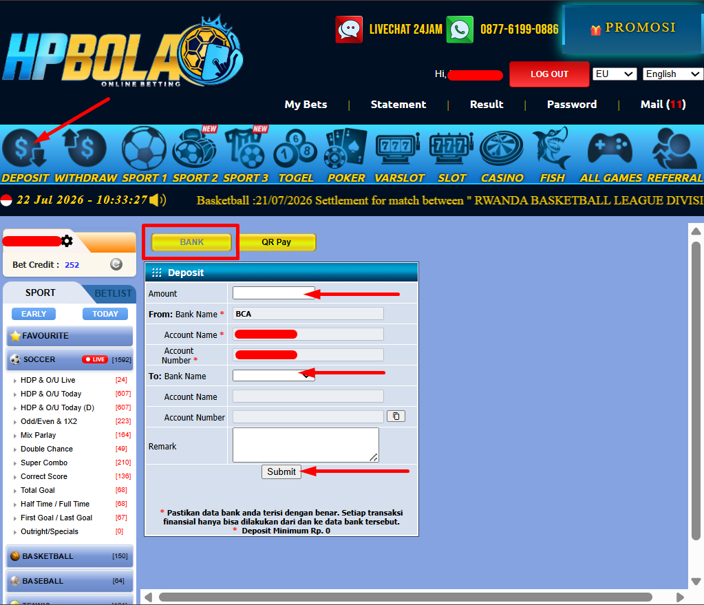 Panduan Deposit Bank HPBOLA