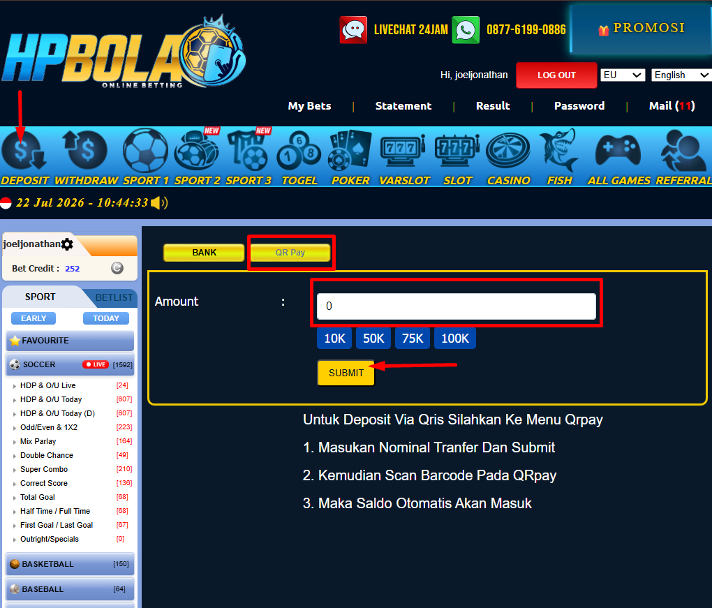Panduan Deposit QRIS HPBOLA