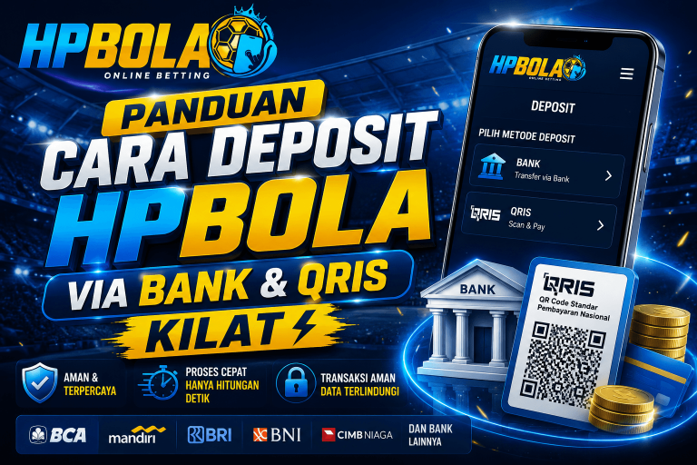 Ilustrasi panduan cara deposit HPBOLA melalui transfer bank dan QRIS dengan proses cepat, aman, dan mudah menggunakan smartphone.