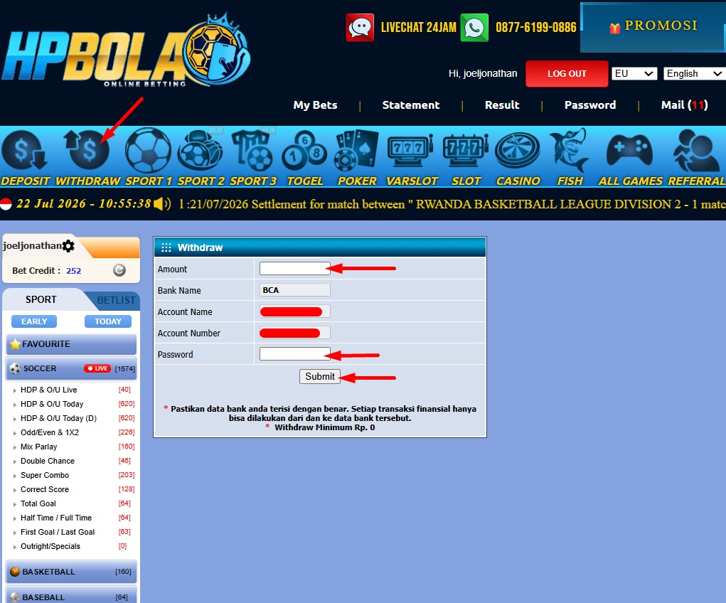 Panduan Form Withdraw HPBOLA