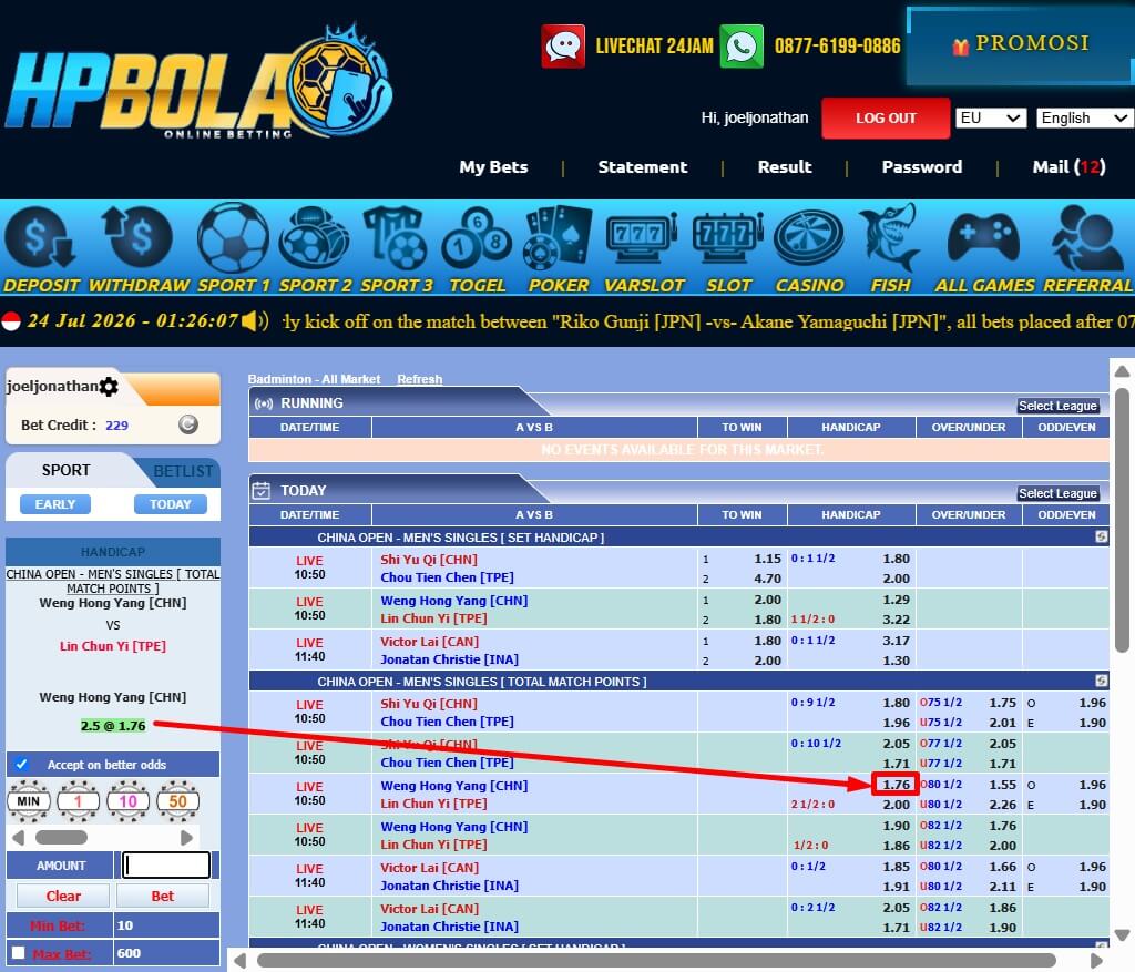 Tiket Taruhan Badminton HPBOLA