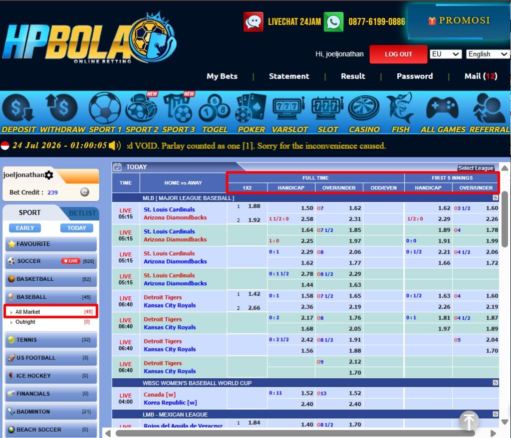 Papan Pasaran Baseball HPBOLA