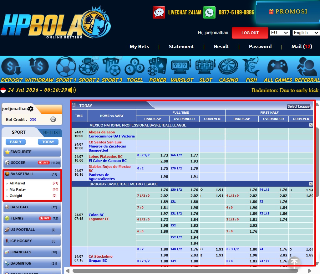 Papan Pasaran Basketball HPBOLA