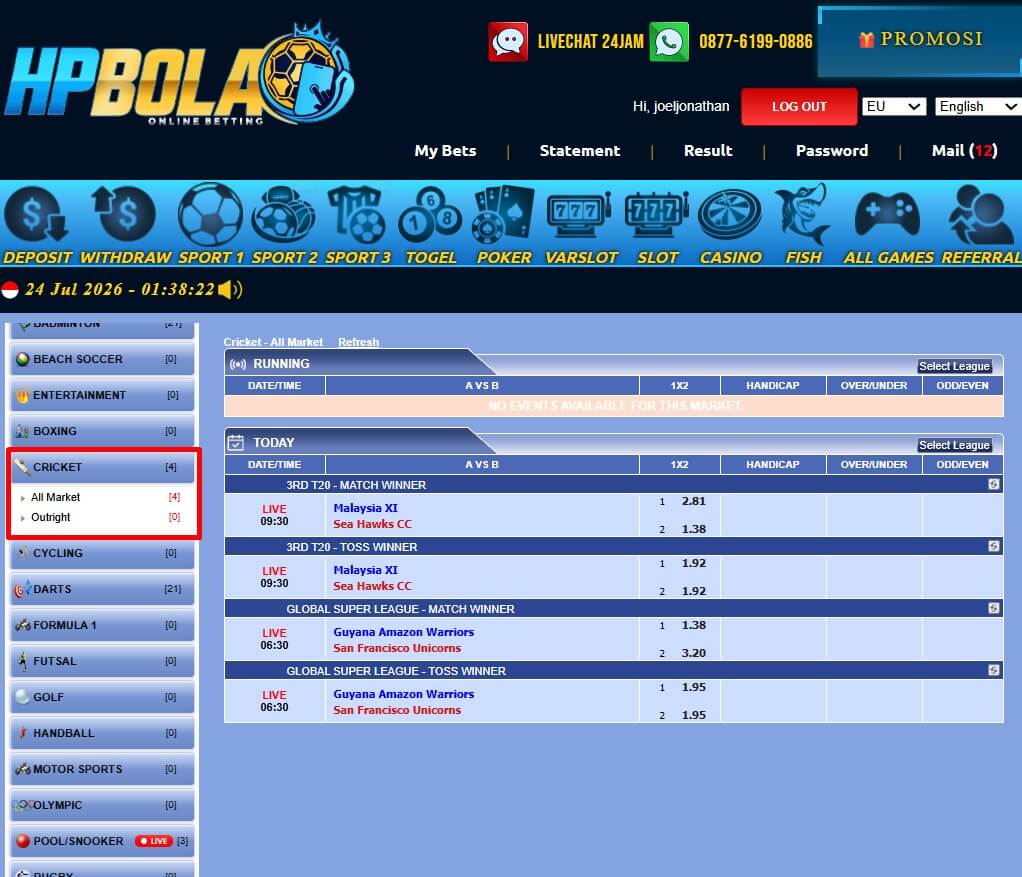 Papan Pasaran Cricket HPBOLA