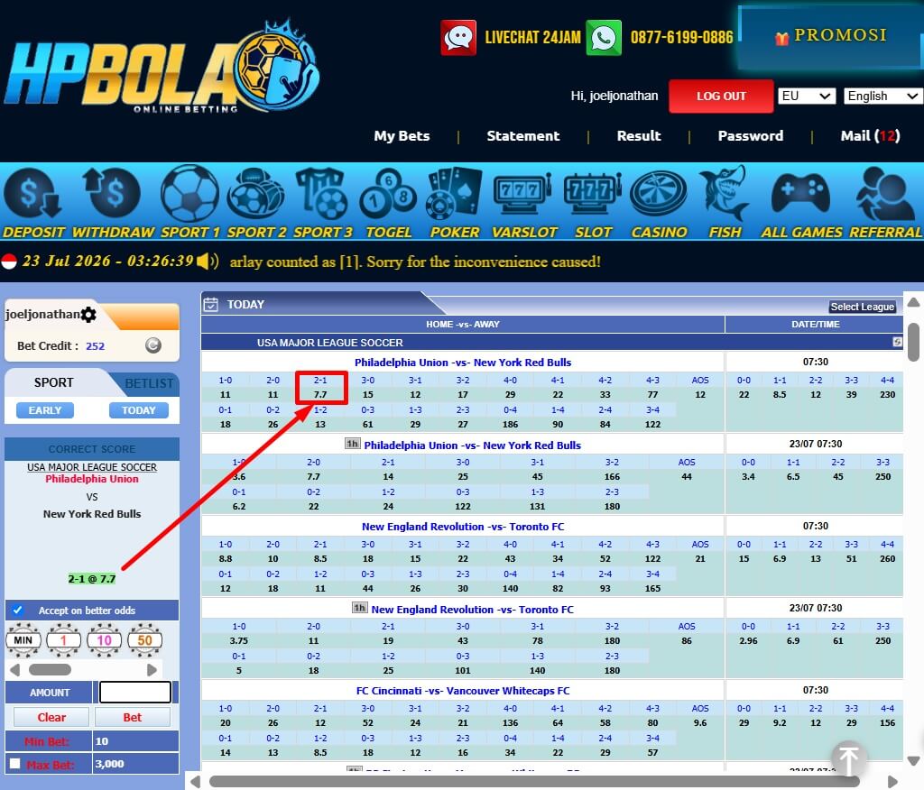Tiket Taruhan Correct Score HPBOLA