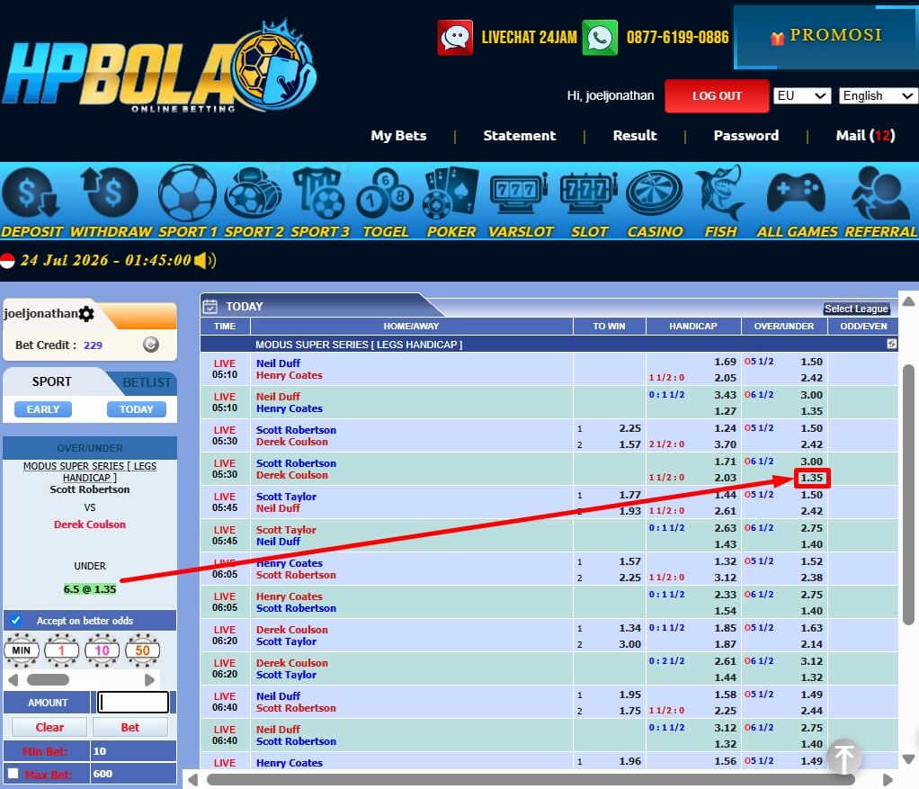 Tiket Taruhan Darts HPBOLA