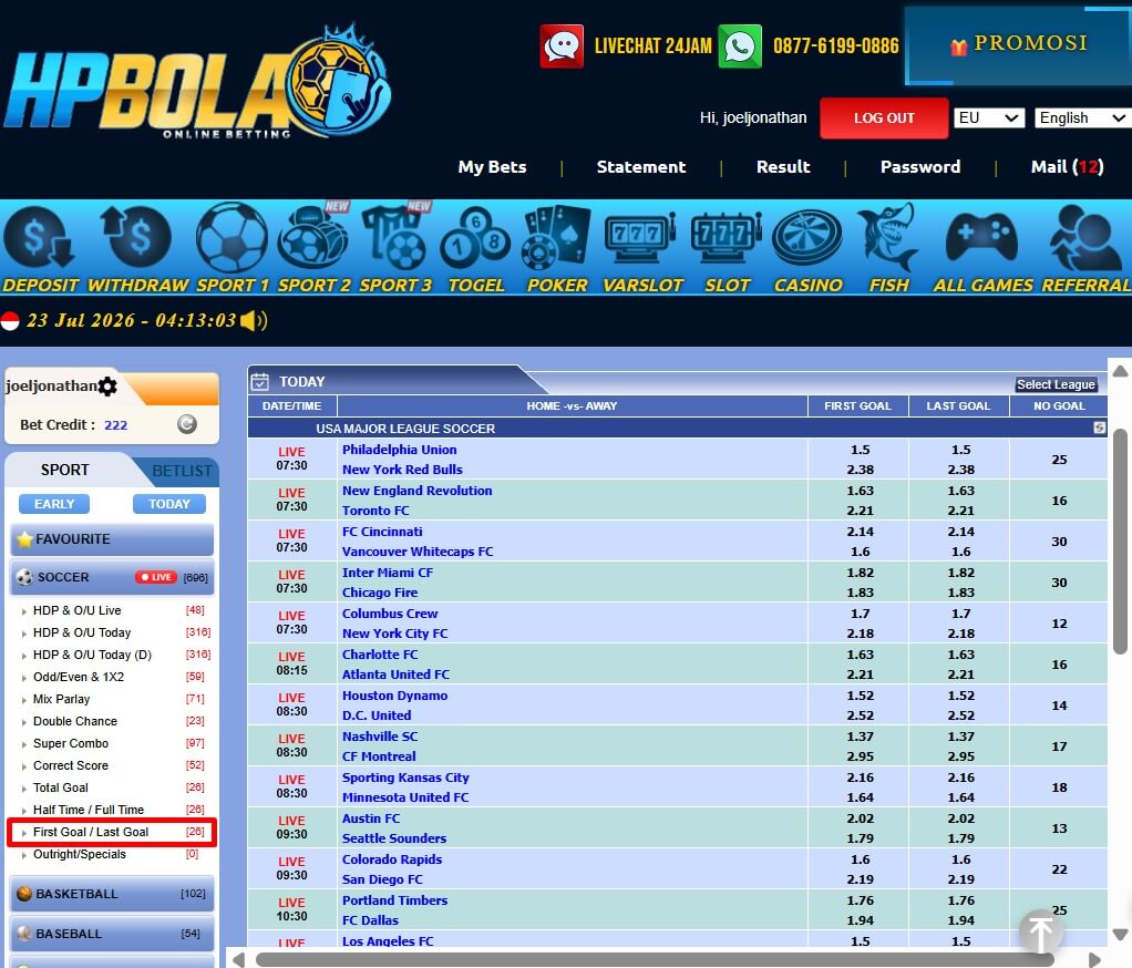 Papan Pasaran First Goal Last Goal HPBOLA