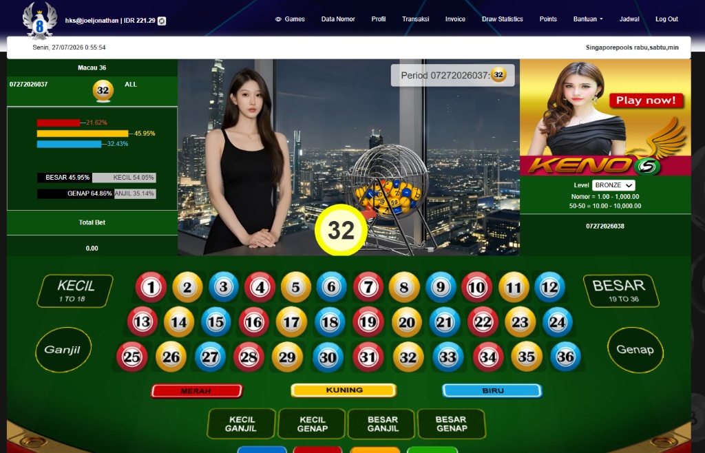 Tampilan Meja Taruhan Live Game Macau 36 HPBOLA