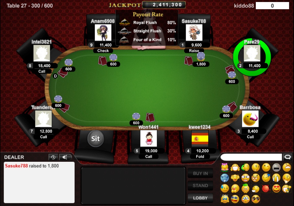 Tampilan Meja Permainan Texas Holdem Poker HPBOLA