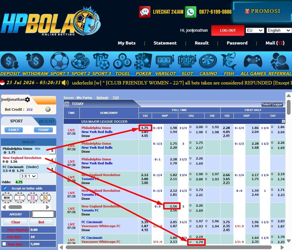 Tiket Taruhan Mix Parlay HPBOLA