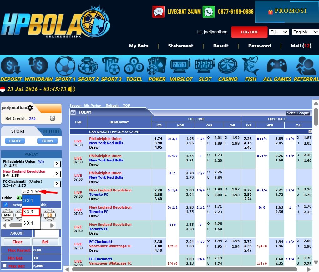 Memilih Opsi Sistem 3x3 HPBOLA