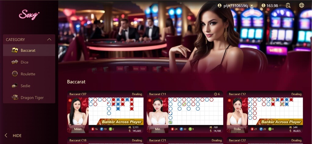 Tampilan Lobby Utama Provider Sexy Casino HPBOLA